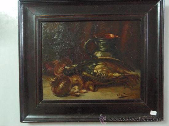 Arte: A. Domen&eacute;ch - &oacute;leo sobre tabla - Bodeg&oacute;n de caza. - Foto 3