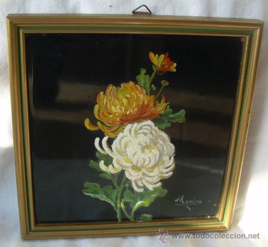 Arte: PRECIOSAS DALIAS PINTADAS SOBRE CRISTAL - Foto 1