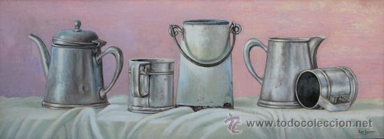 Arte: BODEGON CON CACHARROS-JUAN IZQUIERDO - Foto 2