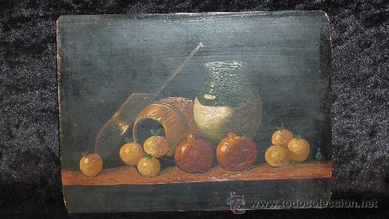 Arte: Anonimo oleo sobre plancha. Bodegon de a&ntilde;os 40s. - Foto 1