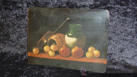Arte: Anonimo oleo sobre plancha. Bodegon de a&ntilde;os 40s. - Foto 2