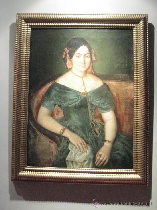 Arte: Retrato de se&ntilde;ora circulo de Antonio Maria Maria Esquivel pintor sevillano, mitad del S. XIX