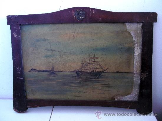 Arte: pintura oleo sobre lienzo, velero cerca de la costa, r.albir , princ XX aprox, marco de epoca