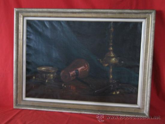 Arte: Bodeg&oacute;n. Oleo sobre lienzo. Firmado. - Foto 6