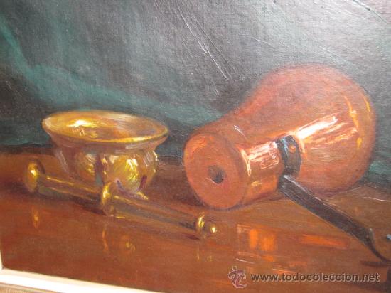 Arte: Bodeg&oacute;n. Oleo sobre lienzo. Firmado. - Foto 4