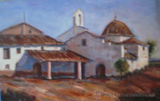 Arte: &Oacute;LEO SOBRE TABLA-LA PEQUE&Ntilde;A ERMITA - Foto 1