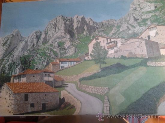 Art: Paisaje al oleo sobre tela 73x50 cm, anonimo, me cuentan que es Asturias zona de Cabrales (Tielve)