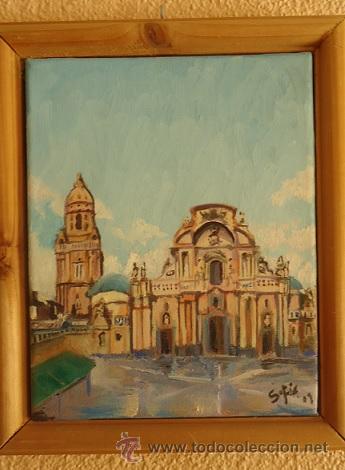 Arte: CUADRO SOFIA LOPEZ TORRES, OLEO DE LA CATEDRAL DE MURCIA - Foto 3