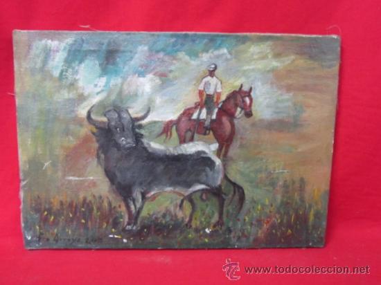 Arte: G Escena campestre con toro. Firmado.