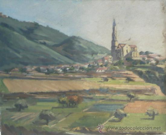 Arte: &Oacute;leo sobre tablex an&oacute;nimo (Castellar del Valles) - Foto 1