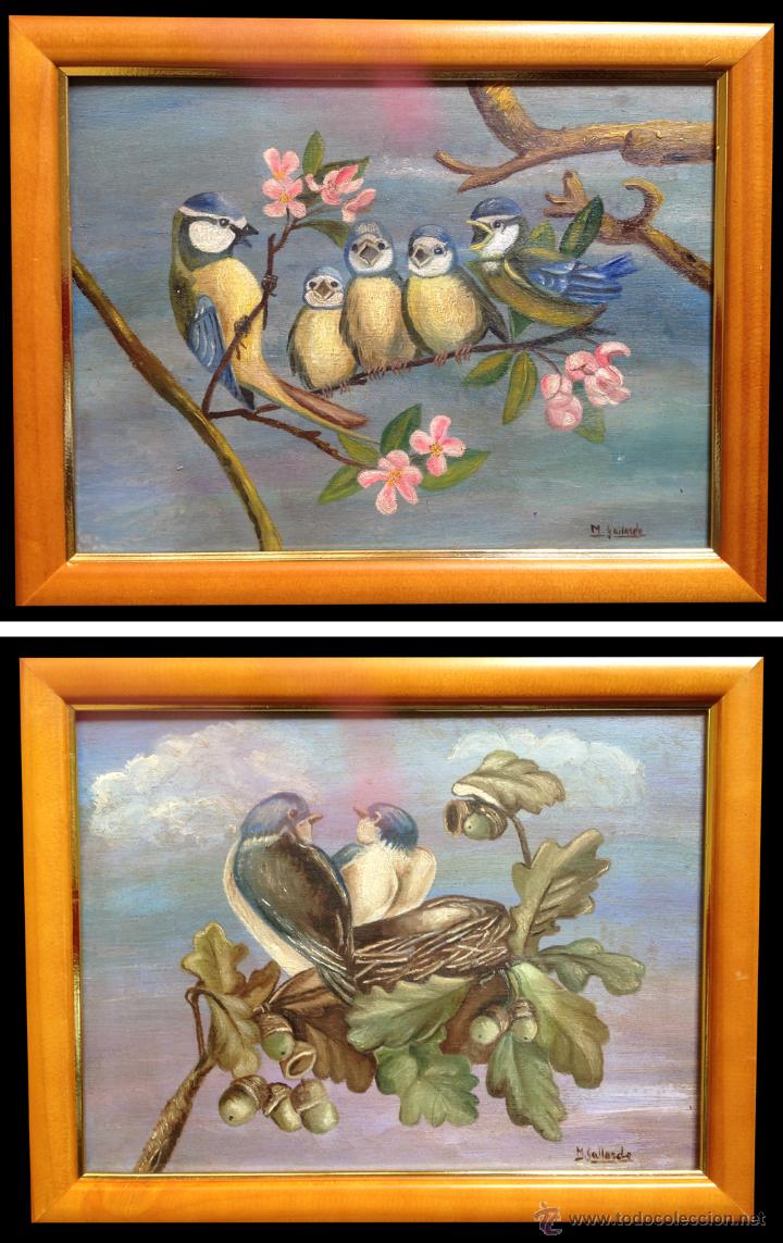 Arte: P&Aacute;JAROS EN LA RAMA Y EN EL NIDO - M. GALLARDO &iexcl;OFERTA!