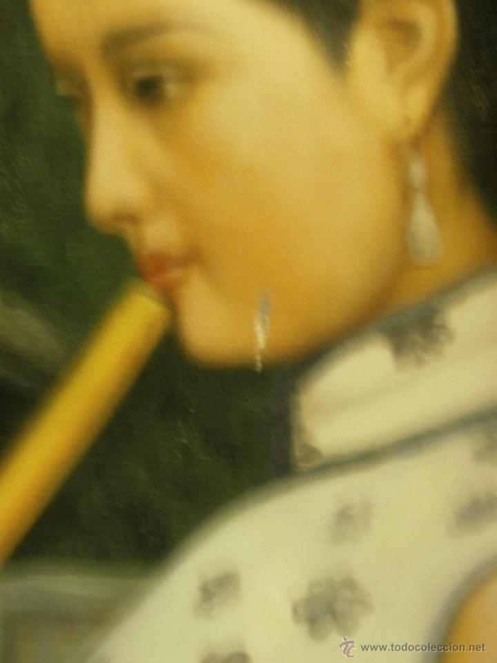 Arte: &Oacute;leo de muchacha china tocando la flauta (60 x 79) - Foto 2