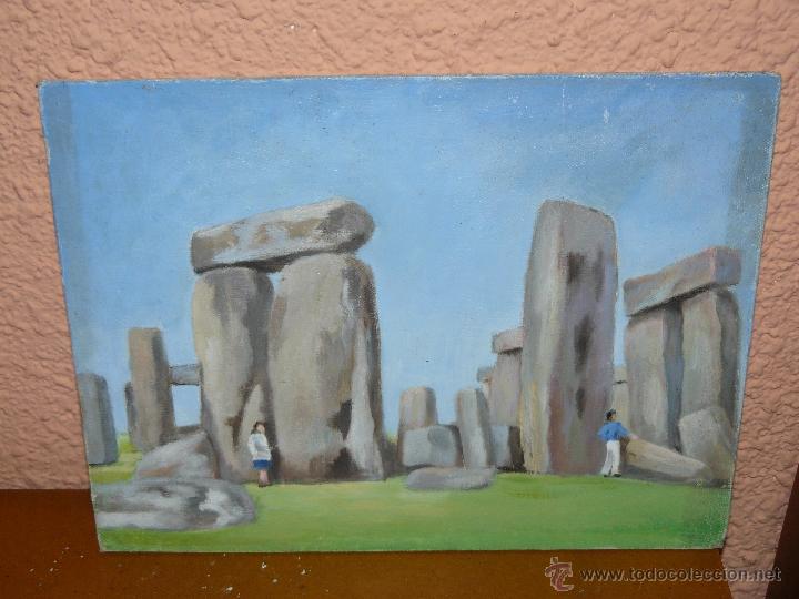 Arte: OLEO / TABLILLA ENTELADA - AN&Oacute;NIMO - STONEHENGE - Foto 1