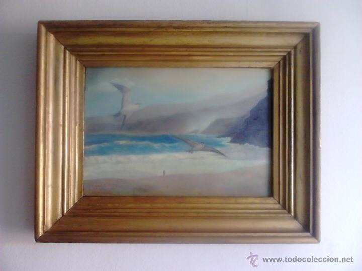 Arte: PLAYA CON GAVIOTAS - OLEO SOBRE LIENZO - Foto 1