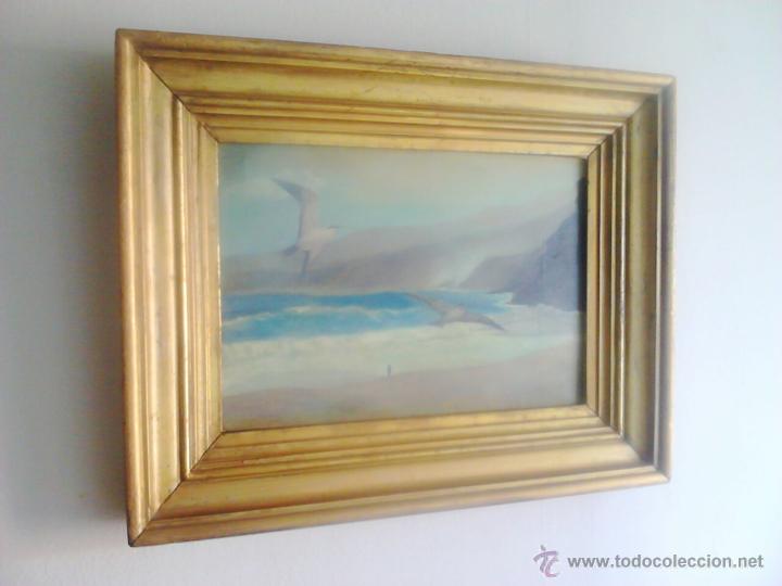 Arte: PLAYA CON GAVIOTAS - OLEO SOBRE LIENZO - Foto 4