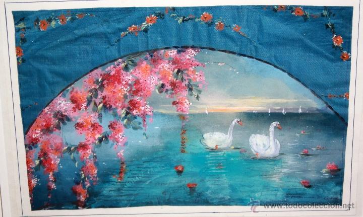 Arte: FIRMADO M. CUBELLS. COMPOSICION PINTADA SOBRE SEDA - Foto 3