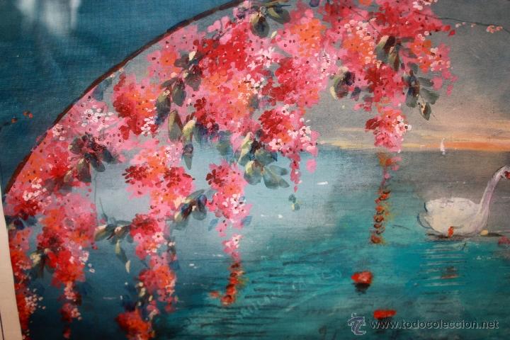 Arte: FIRMADO M. CUBELLS. COMPOSICION PINTADA SOBRE SEDA - Foto 4