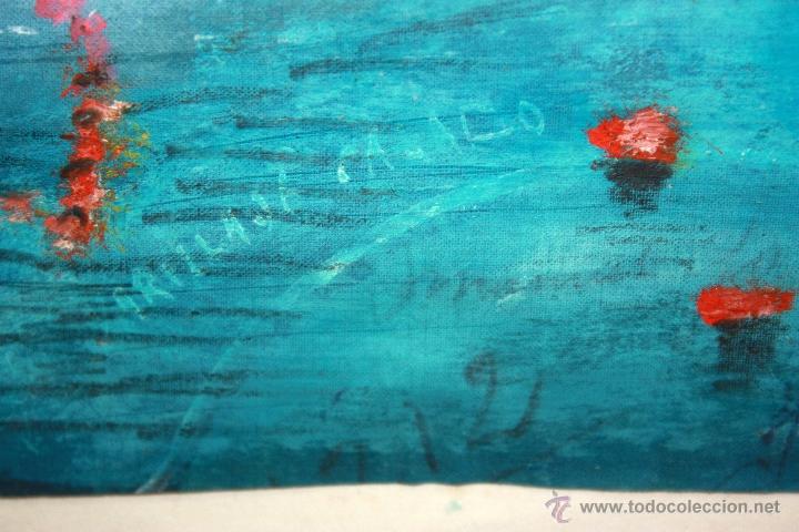 Arte: FIRMADO M. CUBELLS. COMPOSICION PINTADA SOBRE SEDA - Foto 6