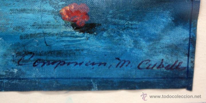 Arte: FIRMADO M. CUBELLS. COMPOSICION PINTADA SOBRE SEDA - Foto 7