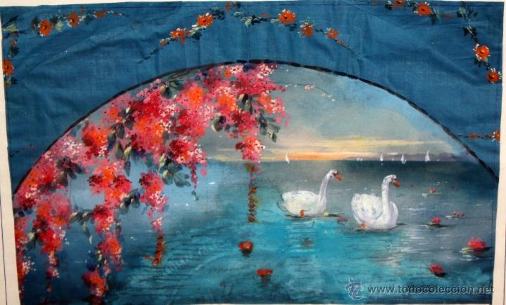 Arte: FIRMADO M. CUBELLS. COMPOSICION PINTADA SOBRE SEDA - Foto 8