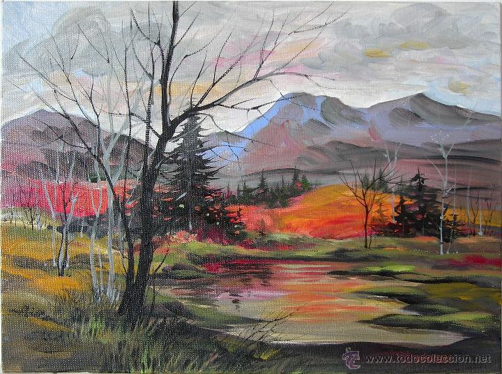 Kunst: Pamela K. WILHELM -Paisaje de Montana- &Oacute;leo sobre lienzo 30x40 cm