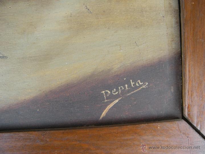 Arte: ANTIGUO CUADRO OLEO SOBRE TABLA - Foto 8
