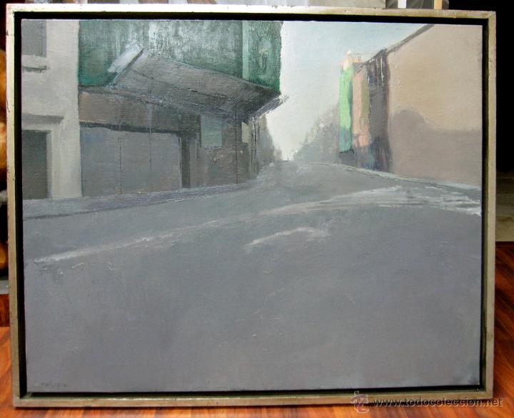 Kunst: Pintura contempor&aacute;nea figurativa paisaje urbano en gris Jes&uacute;s Morilla Rivas