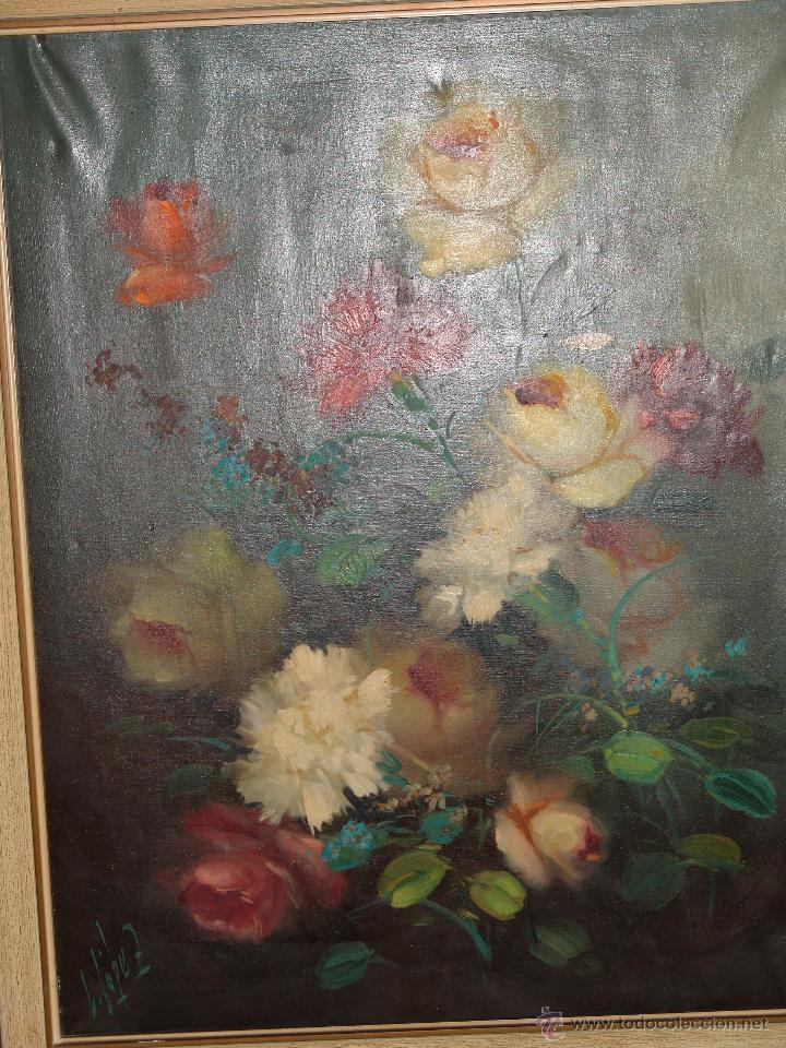Kunst: PINTURA AL &Oacute;LEO SOBRE LIENZO DE FLORES