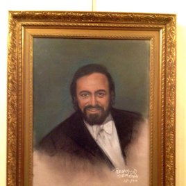 Cuadro Del Tenor De Ópera Luciano Pavarotti Con Marco Firmado Original