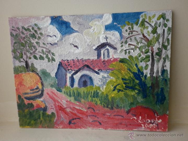 Arte: PINTURA SOBRE TABLA DEL SOBRARBE  ARAGON&Eacute;S FIRMADO R LOBATO 20008