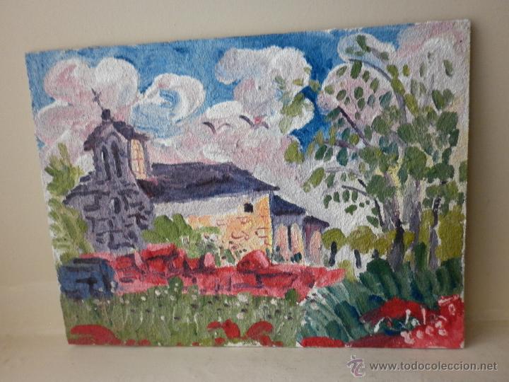 Arte: PINTURA SOBRE TABLA DEL SOBRARBE ARAGON&Eacute;S FIRMADO R.LOBATO 20008