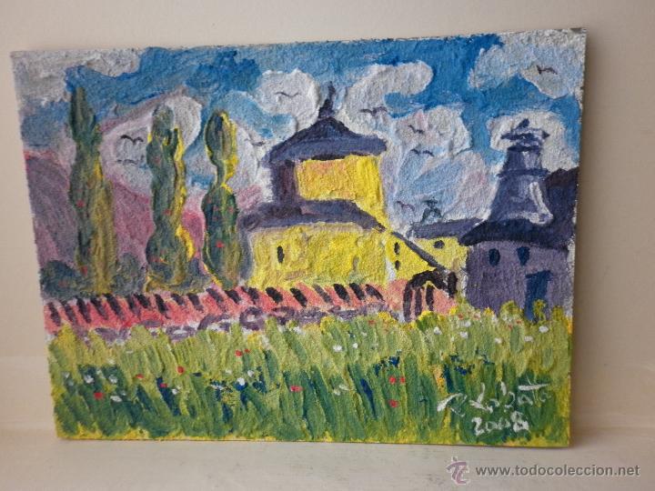 Arte: PINTURA SOBRE TABLA DE ESTALLO HUESCA, FIRMADO R. LOBATO