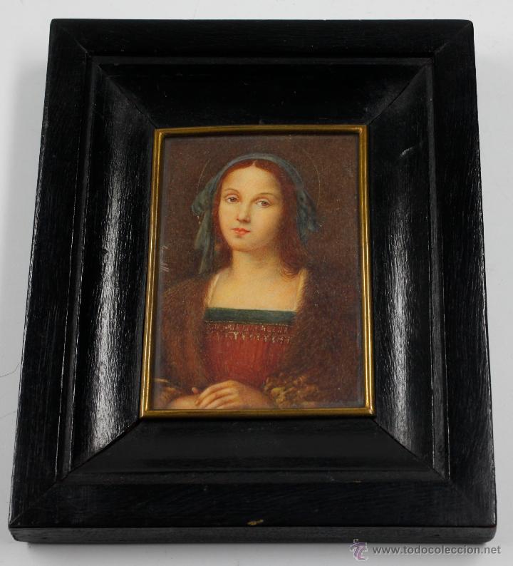 Arte: Miniatura firmada GARDELLI, sobre placa de marfil seguramente. S.XIX. 9x6,3 cm. Marco: 12,5x15,5 cm. - Foto 8 - 47279110