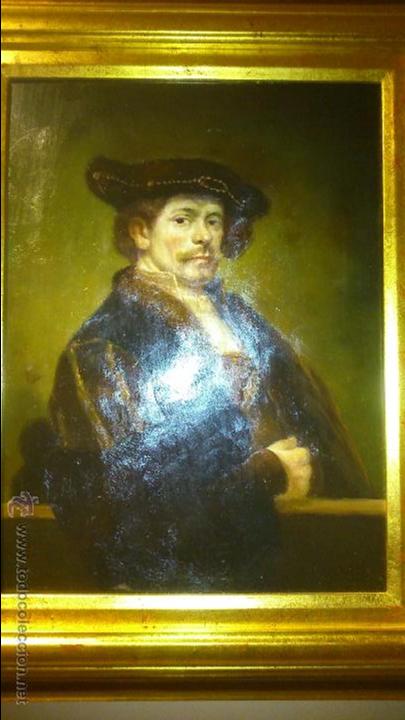 Arte: retrato de rembrant firmado por lozano. oleo sobre table - Foto 11 - 49234832