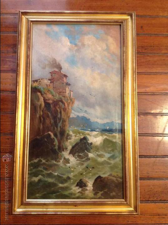 Arte: Oleo sobre lienzo alcantilado con casa - Foto 1