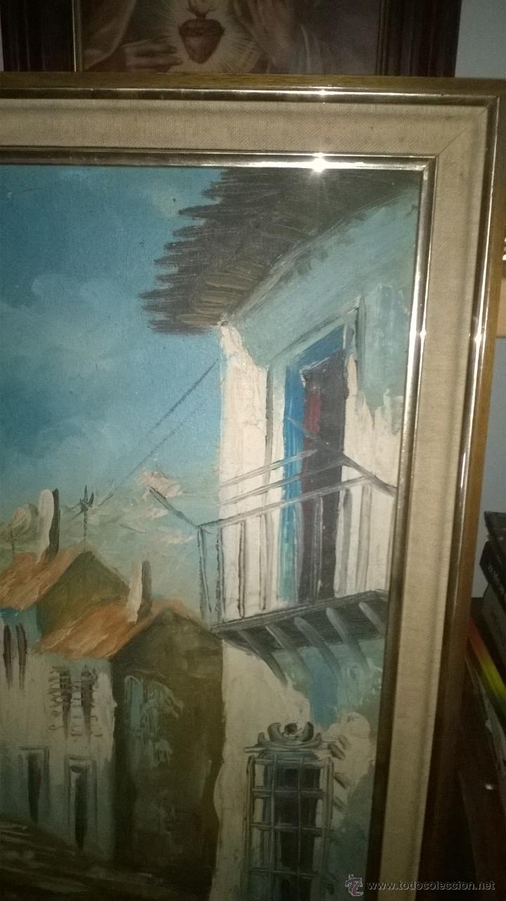 Arte: Oleo sobre tabla calles casas - Foto 2
