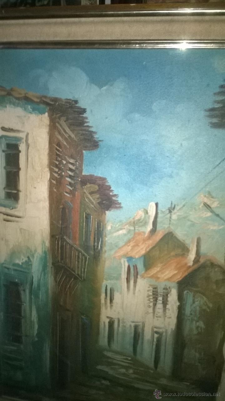 Arte: Oleo sobre tabla calles casas - Foto 3