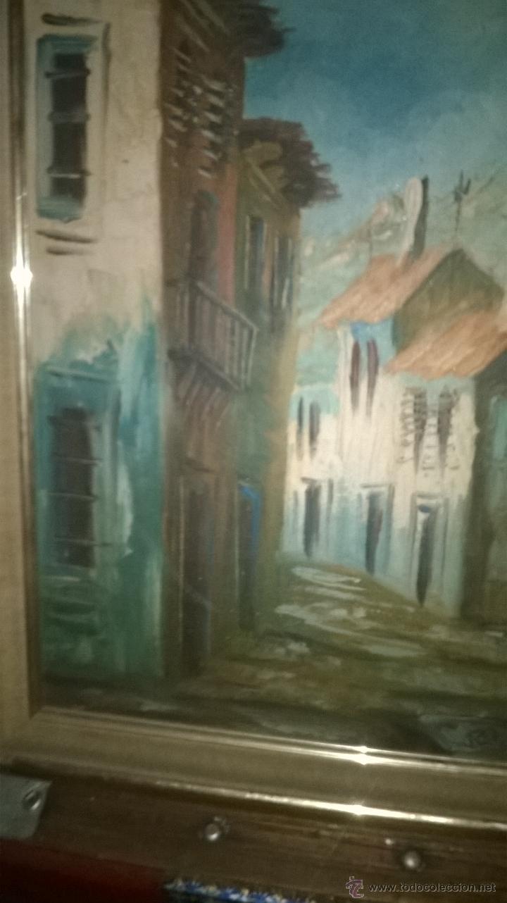 Arte: Oleo sobre tabla calles casas - Foto 5
