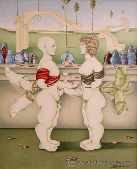 Kunst: Carlos Bur&oacute; de Gracia. Oleo sobre tabla