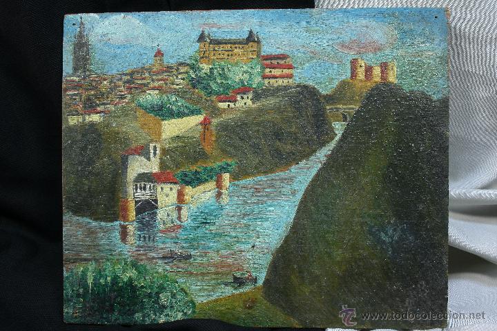 Arte: &Oacute;leo sobre t&aacute;blex. Castillo de Toledo. - Foto 2