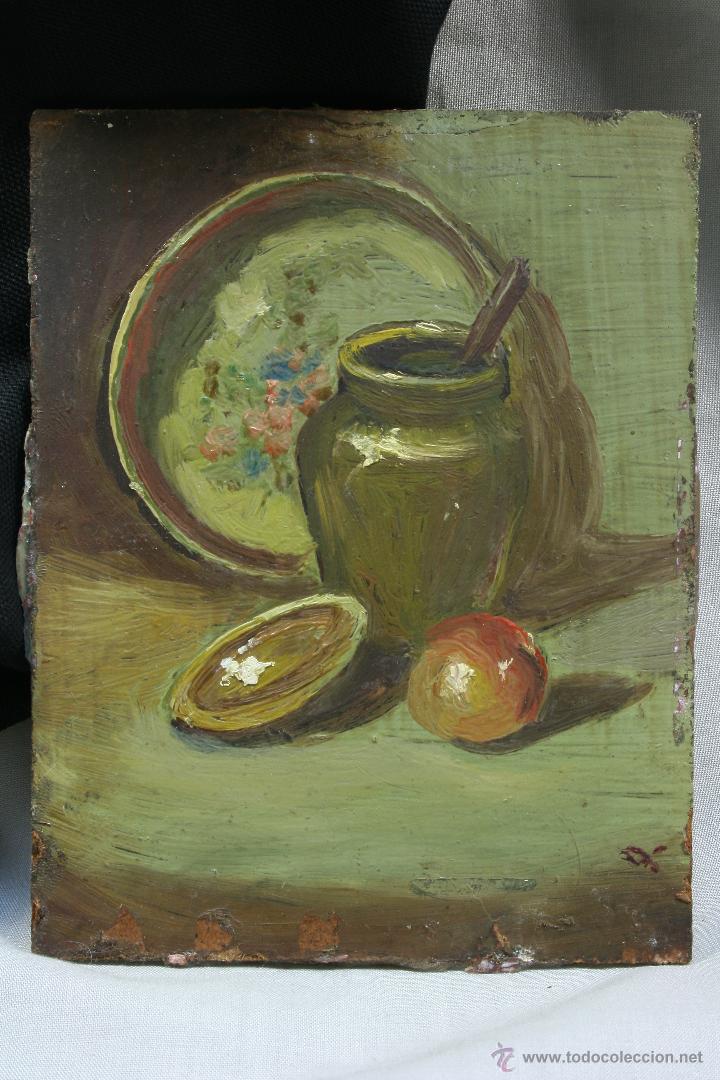 Arte: &Oacute;leo sobre t&aacute;blex. Bodeg&oacute;n. S.XX. - Foto 1