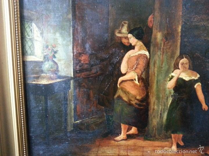 Arte: OLEO SOBRE TABLA ANONIMO ESCENA DE INTERIOR - Foto 3
