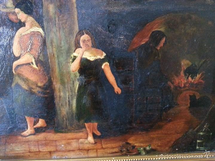 Arte: OLEO SOBRE TABLA ANONIMO ESCENA DE INTERIOR - Foto 4