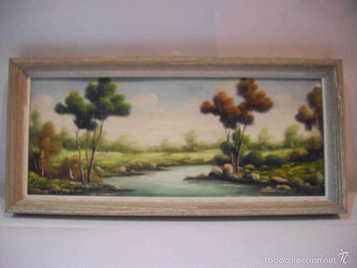 Arte: PEQUE&Ntilde;O OLEO PAISAJE FLUVIAL
