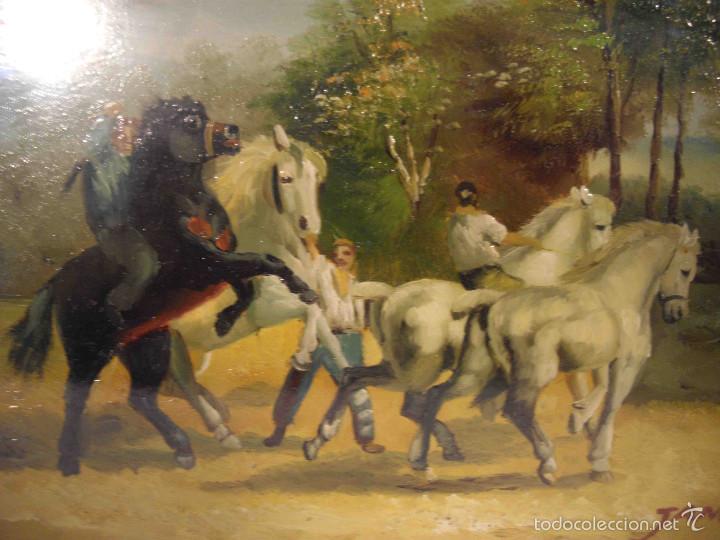 Arte: OLEO SOBRE TABLA DOMA DE CABALLOS - Foto 3