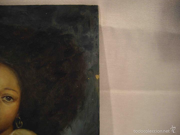 Arte: OLEO SOBRE TABLA MUJER PEINADO AFRO - Foto 4