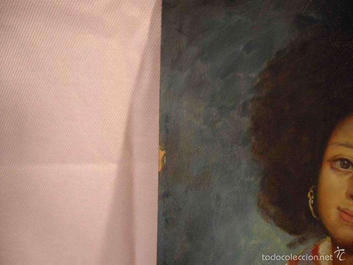 Arte: OLEO SOBRE TABLA MUJER PEINADO AFRO - Foto 5