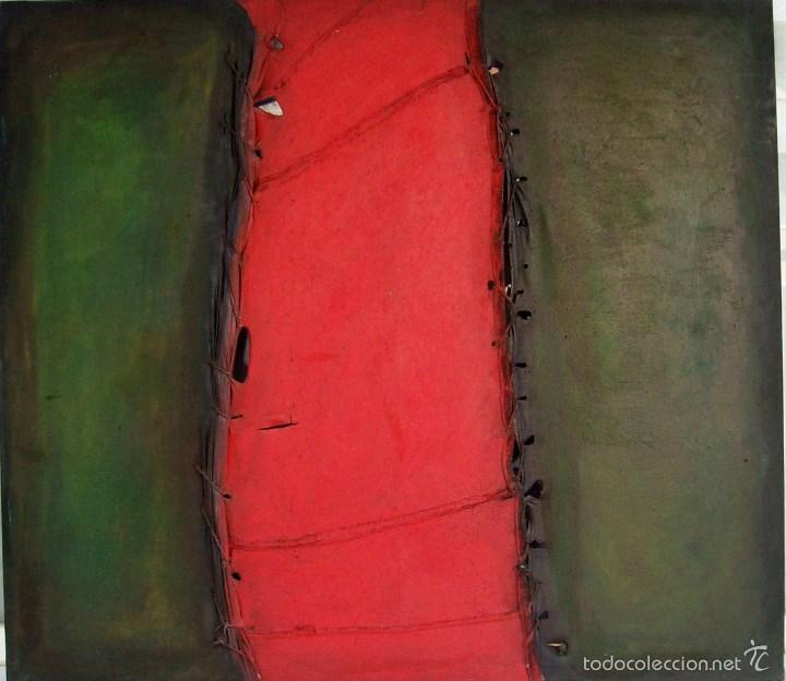 Art: EL CORDOBES JOAQUIN MARTINEZ 1957 OBRA TIT VERDE Y ROJO A&Ntilde;O 1987 OLEO/LIENZO /TELA/CUERDA 130X115CM
