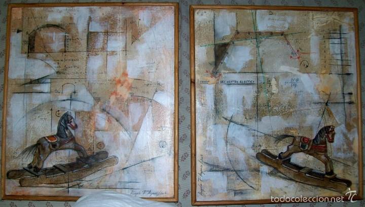 Art: ANGELA F AYENSA DOS OBRAS S/T T/ MIXTA/TABLA MEDIDAS 45 X 35 CM