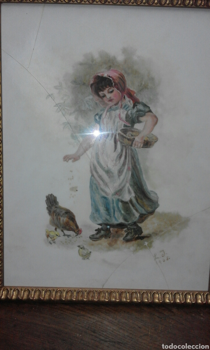 Arte: opalina pintada y firmada restaurada - Foto 1